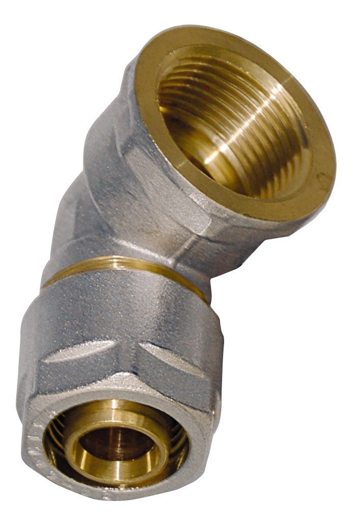 WIROFLEX | hoek inclusief adapter | klemring | complete oplossing | schroefsysteem | Fitting | 16 x 16 mm voor meerlaagse verbindingsbuis Eenvoudig 26 mm 26 mm x 1 inch Ig