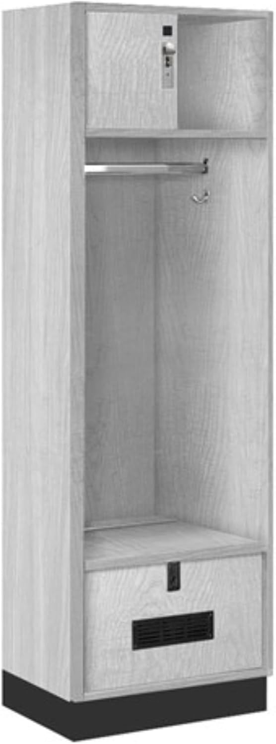 Salsbury 24" Wide Premier Wood Open Access Locker - 6 Feet High - 18 Inches Deep - Silver Teak - Silver Hasps