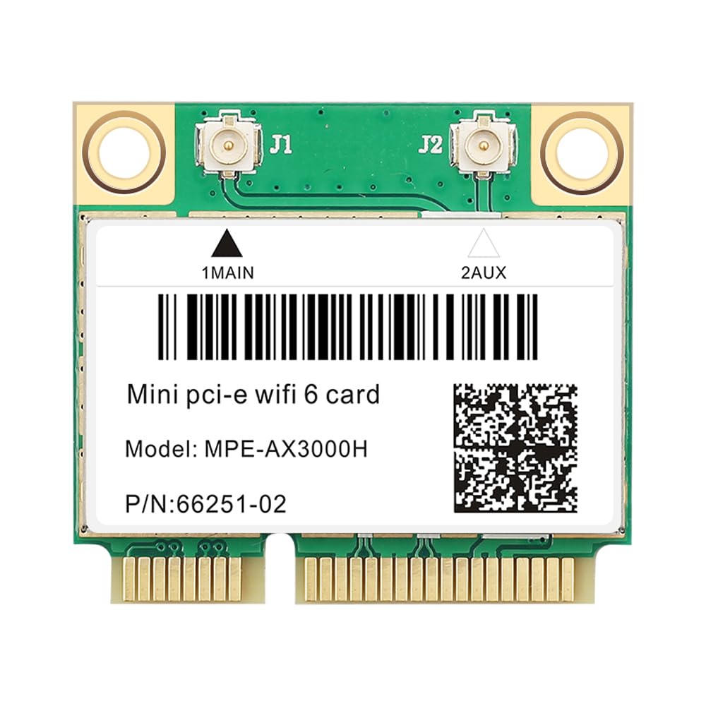 MPE-AX3000H Carte Wi-Fi 6 avec Bluetooth 5.2 PCIe, 574 Mbit/s + 2,4 Gbps AX3000, 160 MHz, OFDMA, MU-MIMO, pour ordinateur portable, faible latence pour jeu/streaming, compatible avec Windows 10/11 64