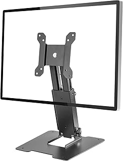 Wearson Folding Monitor Stand - Height Adjustable Vesa Monitor Stand, Tilt, Rotation Free Standing Low Profile Desk Mount for Single Monitor up to 28 inch Screens Upgrade WS-03T