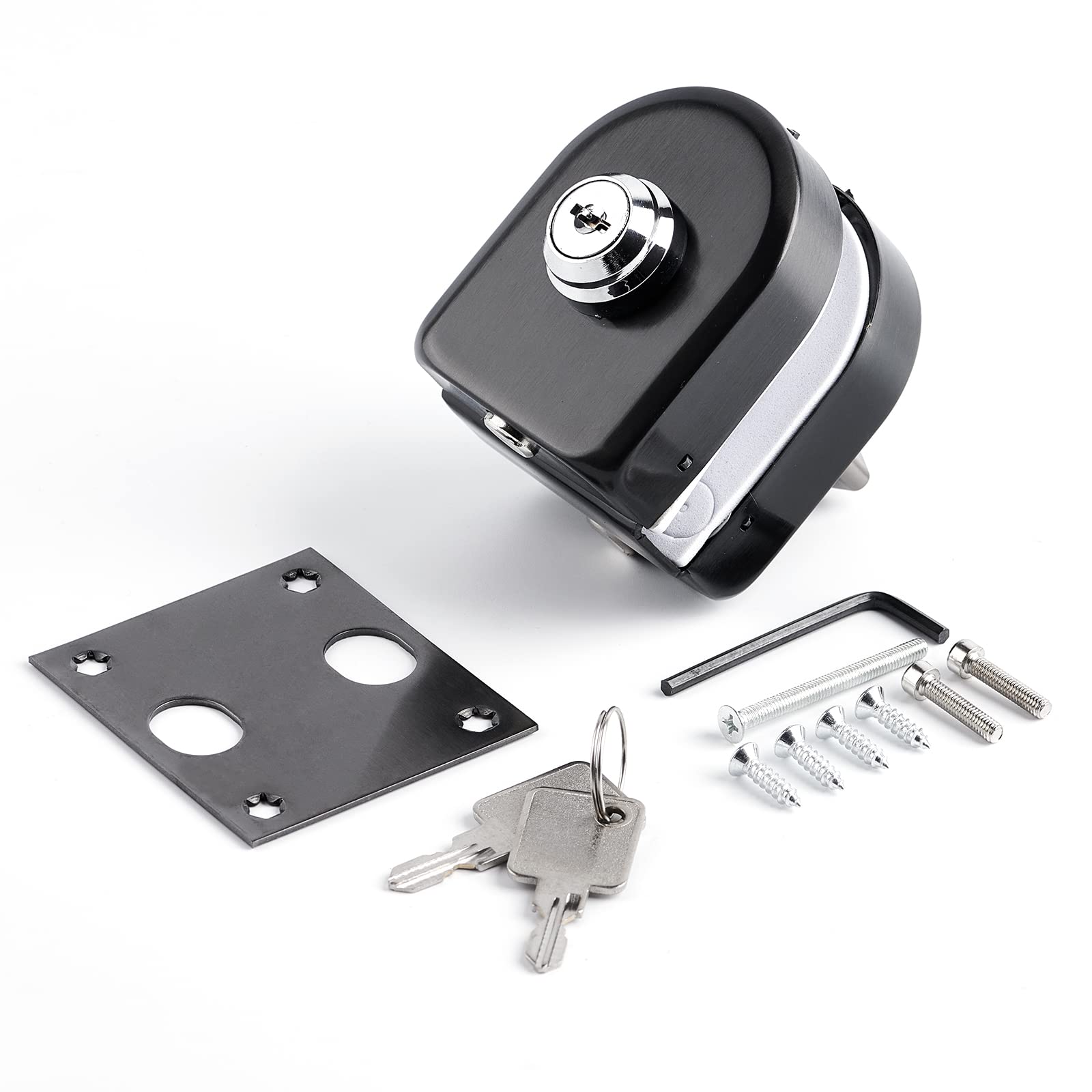 Ranbo Frameless Glass Swing Door Lock, Floor Bolt, No-Drill, 304 Stainless Steel - Image 3