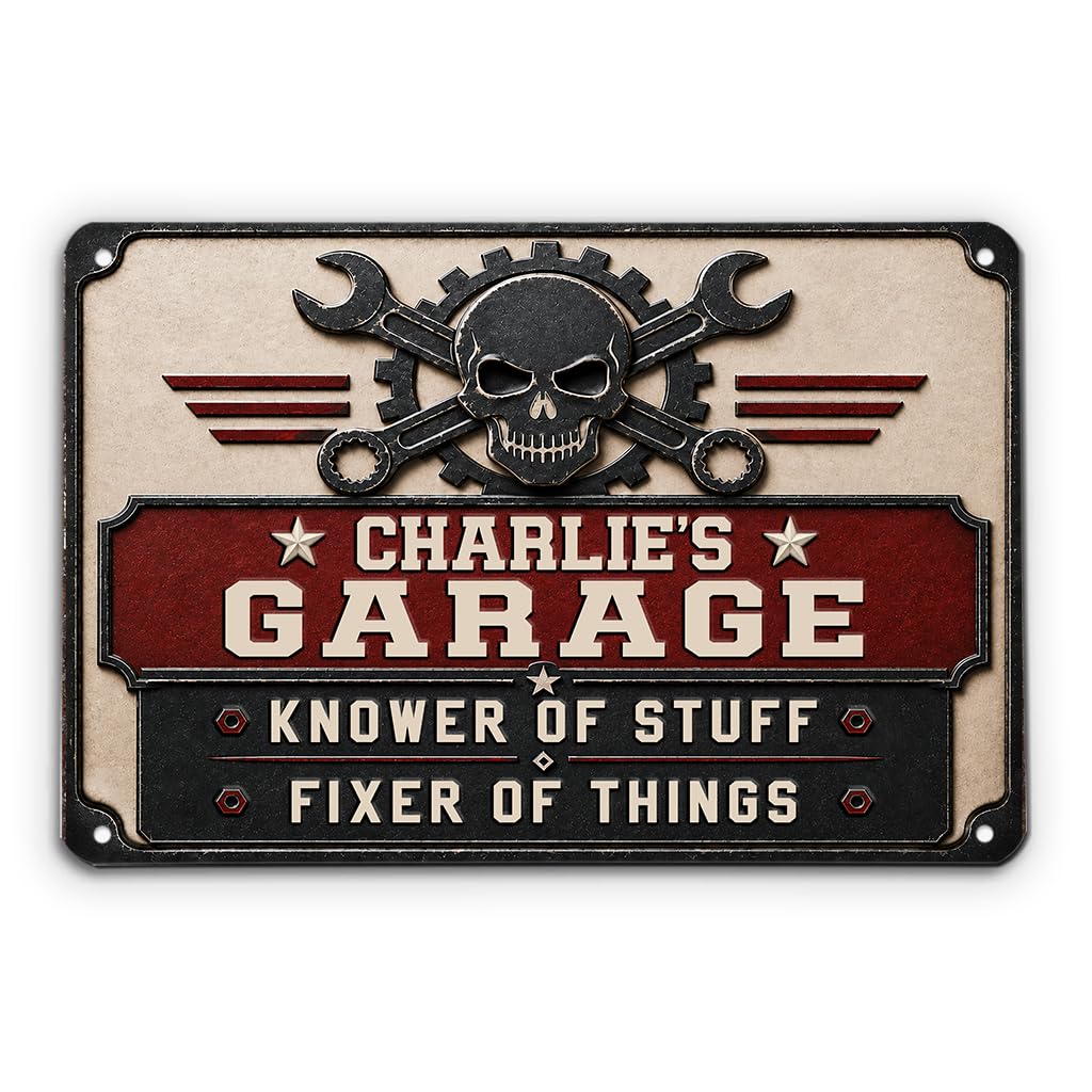 Personal Chic Personalised Metal Sign - Knower of Stuff Fixer Of Things - Dad Sign, Personalised Father Day Gifts, Gifts For Fathers Day, Garage Signs For Dad, Shed Signs, Grandad Gift (Model #7)