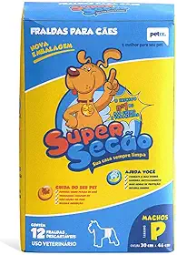 Fralda Descartável Super Secão para Cães Machos - Tamanho P