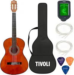 Violão Clássico Tivoli Nylon 38' com Capa Alça, Afinador Digital, 3 Palhetas e 2 Jogos de Cordas