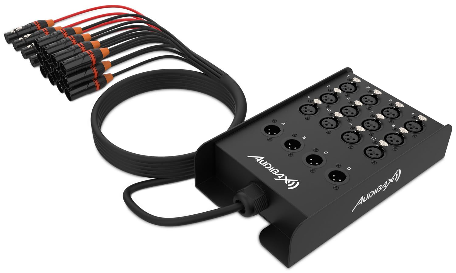 Audibax Snake Stagebox Multicore 12 Podiumbox Met Ingangen En 4 Uitgangen High Performance Di Behuizing 15 M Lange Kabel Inbegrepen Zwarte Ingangskabel Rode Uitgangskabel Stuks 750554134