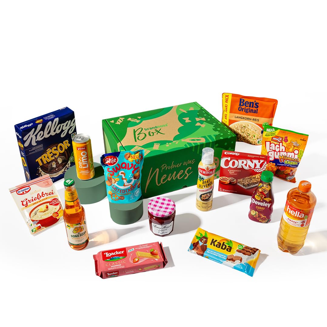 brandnooz Classic Box - Überraschungsbox mit neuen Food-Produkten & Snacks | Originalgrößen | Lebensmittel-Abo Box zum Probieren & Verschenken | 12+ Produkte