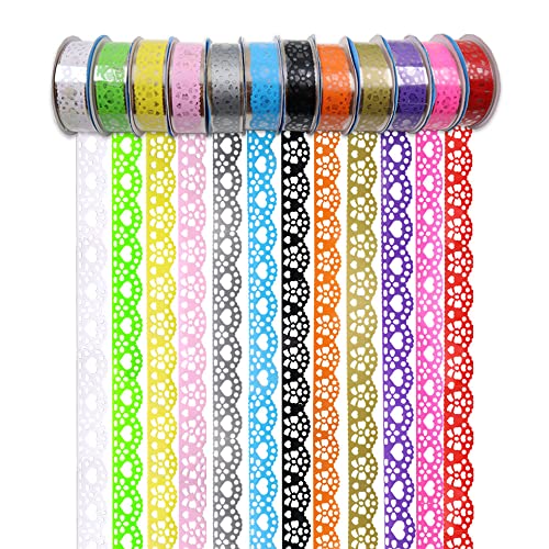 12 Roll Washi Tape Lace Pattern, 16 Mm Wide Decorative Masking Adhesive Tape Set Colorful For Gift Wrapping, Planner Decoration, Scrapbook, Journal, Art Crafts Diy (Colorful) #TOP30