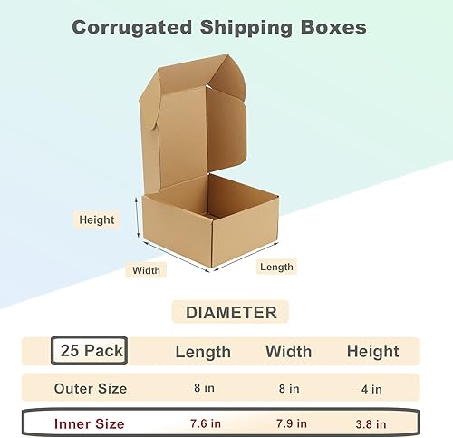 Miniatura 2 de MEBRUDY Paquete de 25 cajas de envío de 8 x 8 x 4 y 25 cajas de envío de 9 x 6 x 4