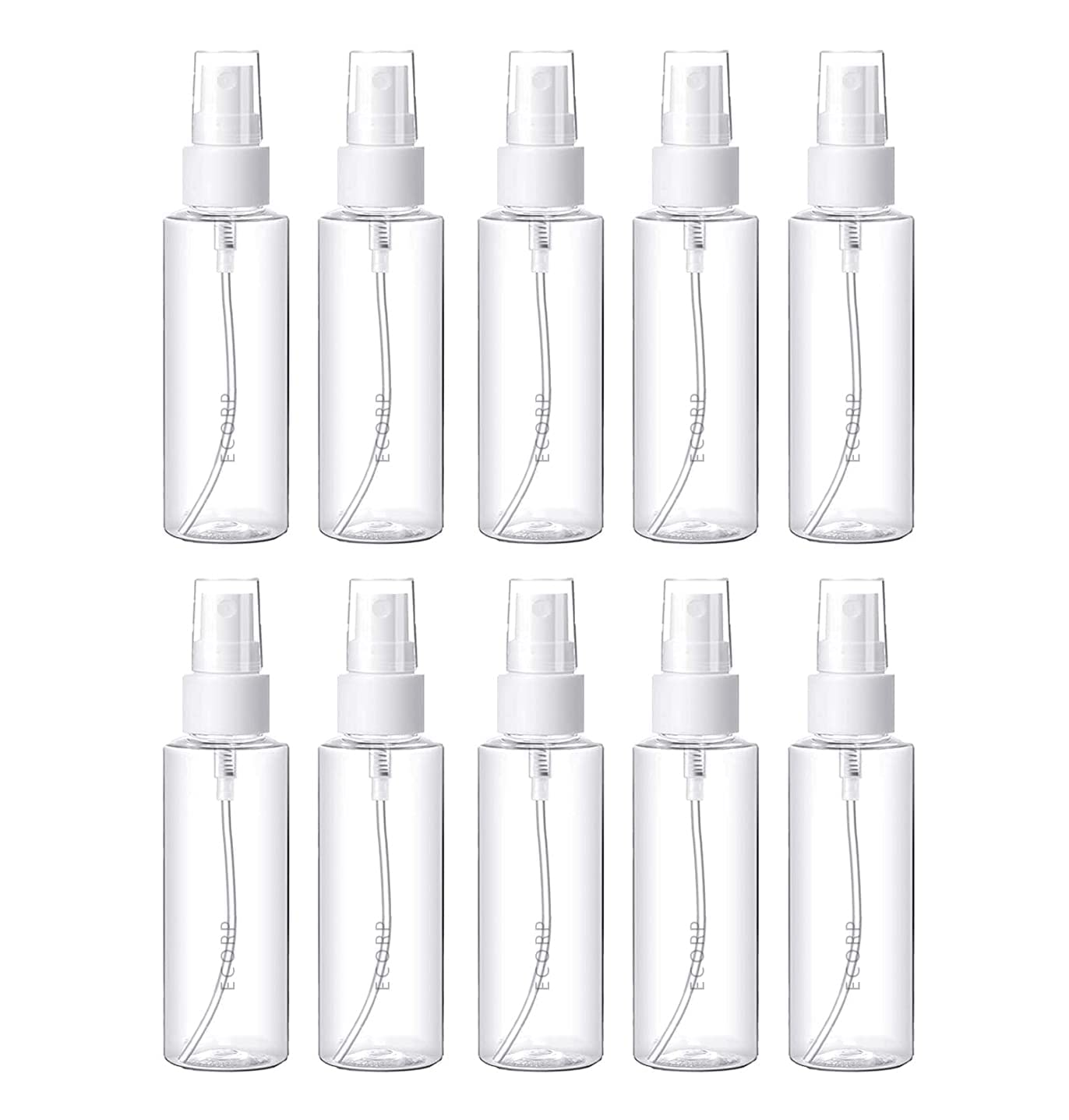 Hunky Dory 10pcs 30ml Empty Plastic Transparent Refillable Fine Mist Spray Bottle for Hand Sanitizer, Toner, Perfume, Lotion, Oil