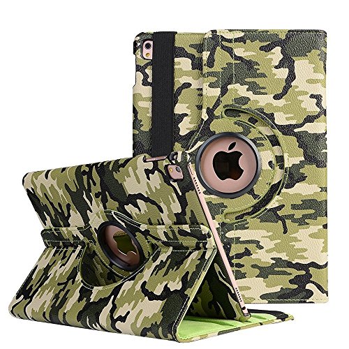 9.7'' Ipad 3 Protective Case, Techcode 360 Degrees Rotating Camo Pattern Stand Screen Protective Smart Case Pu Leather Multi Angle Viewing Cover For Apple Ipad2/ Ipad 3/ Ipad 4,9.7 Inch #TOP3