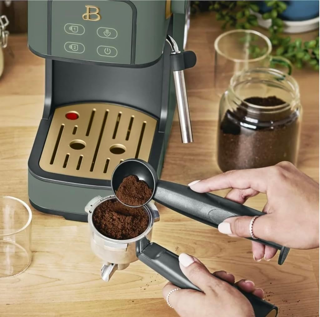 Slim Espresso Machine with 20-Bar Pressure, Thyme Green