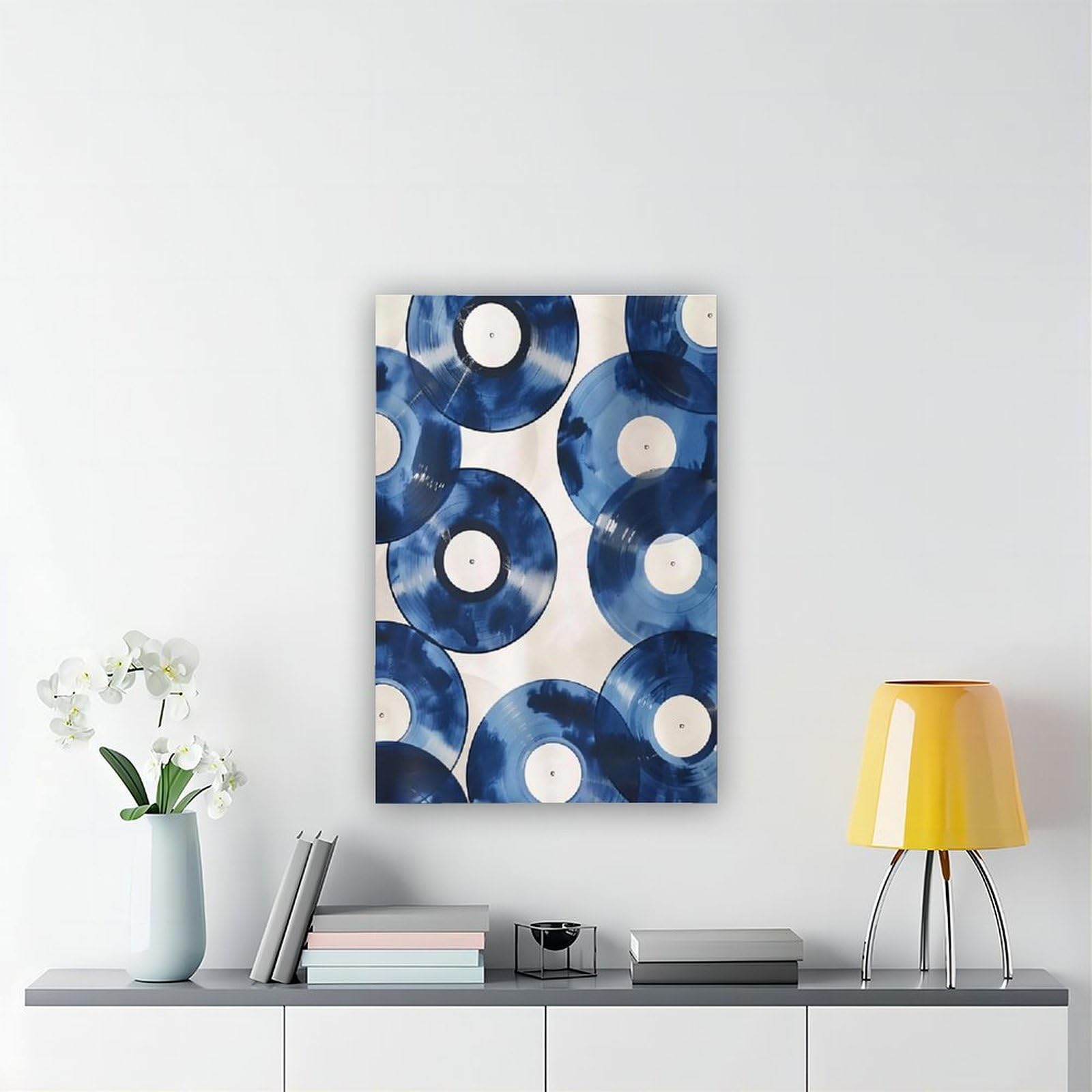 QIOTBVV Dischi in vinile blu retrò, decorazione per camera da letto, ufficio, stanza, regalo, 60 x 90 cm