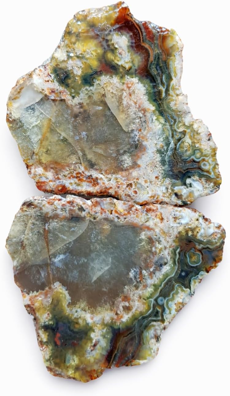 Banded Agate Slice: Earthy Green & Gold Polished Crystal