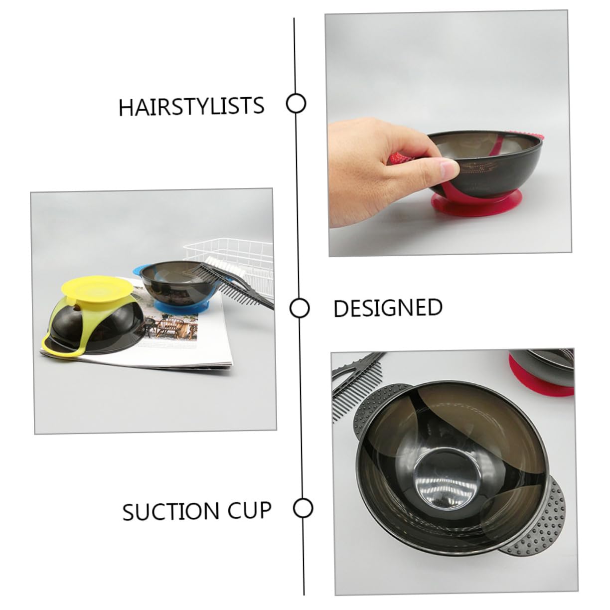 VICASKY 2 Sätze Teiliges Haarschalen Mit Saugnapf Färbeschalen Haarfarbe Für Friseure Rutschfestes Design Für Haarfärbung Und Pflege 4 Stück * 2