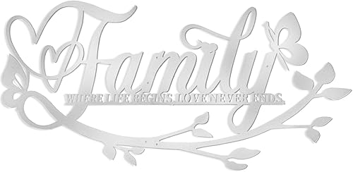 Letrero de metal con texto en inglés Family Where Life Begins Love Never Ends (Family Where Life Begins Love Never Ends) de metal, decoración de