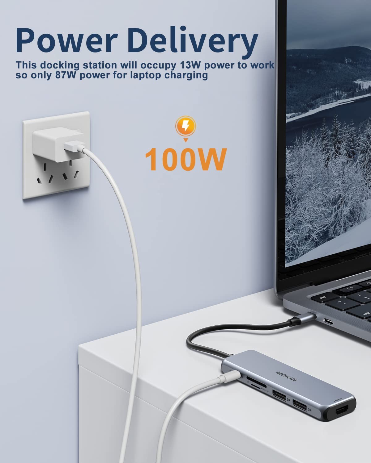 Docking Station USB C Dual DisplayPort, 9 in 1 Docking Station Laptop Adattatore Dual Monitor Hub USB C con 2 DP, HDMI, 3 USB 3.0, PD 100W, SD & TF per Dell/HP/MacBook/Surface