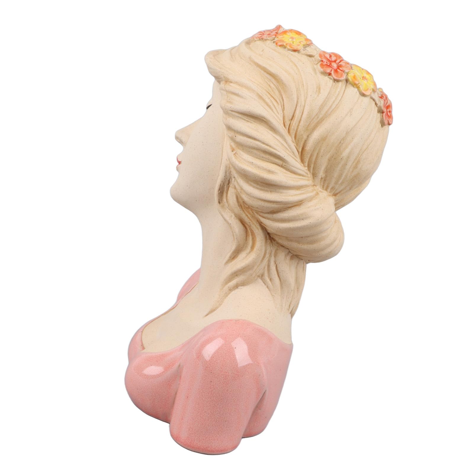SIXRUN Vaso Moderno in Ceramica per Fioriera con Testa di Donna in Ceramica Bianca 22 X 13,5 X 7 Cm per Fiori Freschi, Secca, Portaoggetti per Spazzole, Decorazioni per la Casa per gli Amanti delle