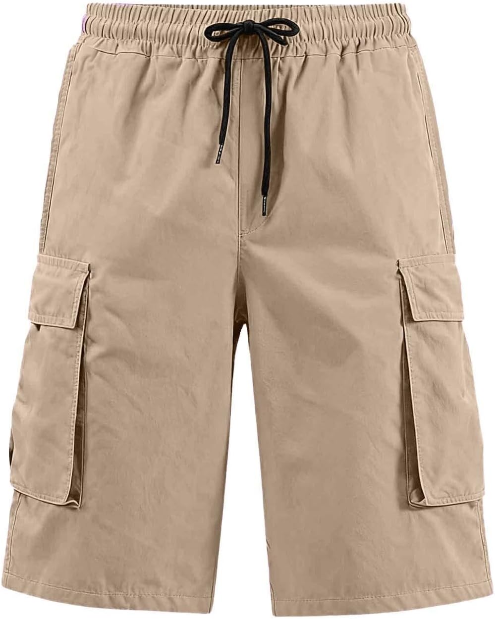 Men's Twill Cargo Bermuda Shorts with Pockets for Hiking, Workouts
