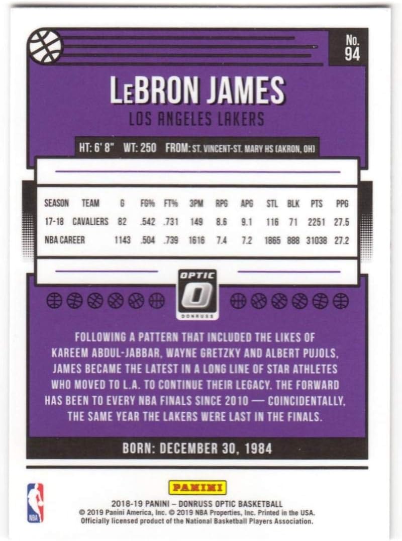 LeBron James 2018-19 Donruss Optic #94 NM-MT Lakers Basketball NBA
