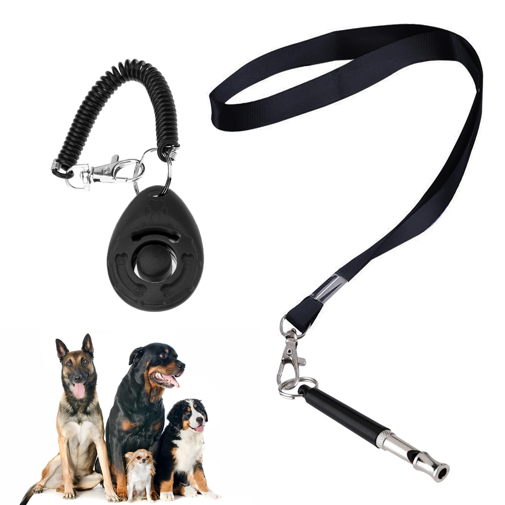 Jaimela Silbato Perros[ 2 Pcs ], Silbato para Perros Adiestramiento, Ideal para fomentar la obediencia y Llamar al Perro, Equipado con un Cordón