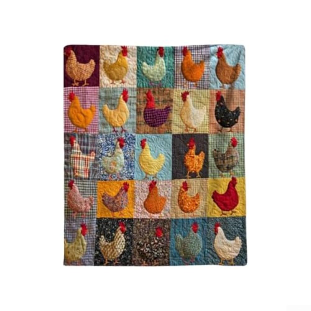 Flannel Throw Blanket With Chickens Design Soft And Lightweight For Use In Any Season Provides Warmth And Comfort In Bedroom Living Room Or Office(3)