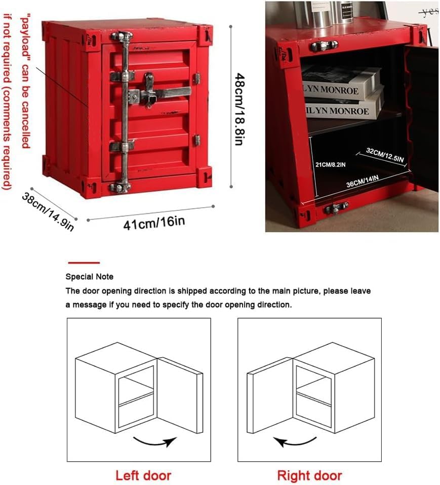 Miniatura 2 de Mesa auxiliar industrial de viento nórdico, multifuncional, de hierro forjado, mesita de noche, dormitorio, sala de estar, armario de almacenamiento