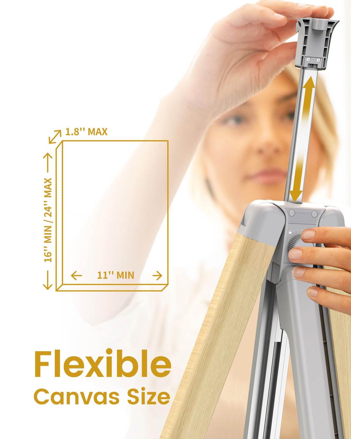 KraftGeek Portable Aluminum Easel Stand - Adjustable Height Up To 65" - For Painting, Display, Wedding Signs - Folding & Lightweight