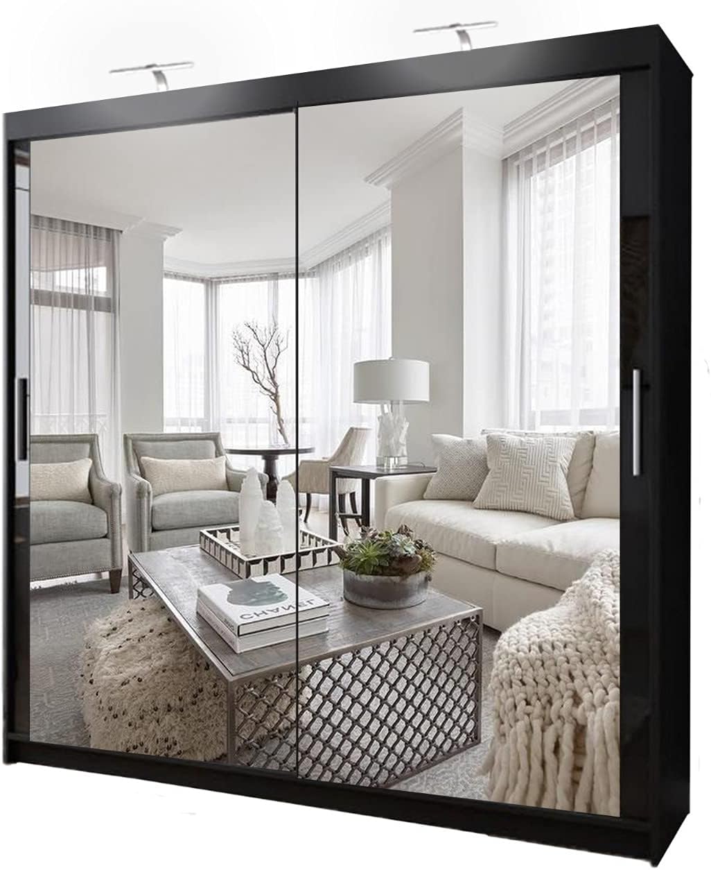 Double Mirror Sliding Door Chicago Wardrobe with LED LIGHT 90/120/150