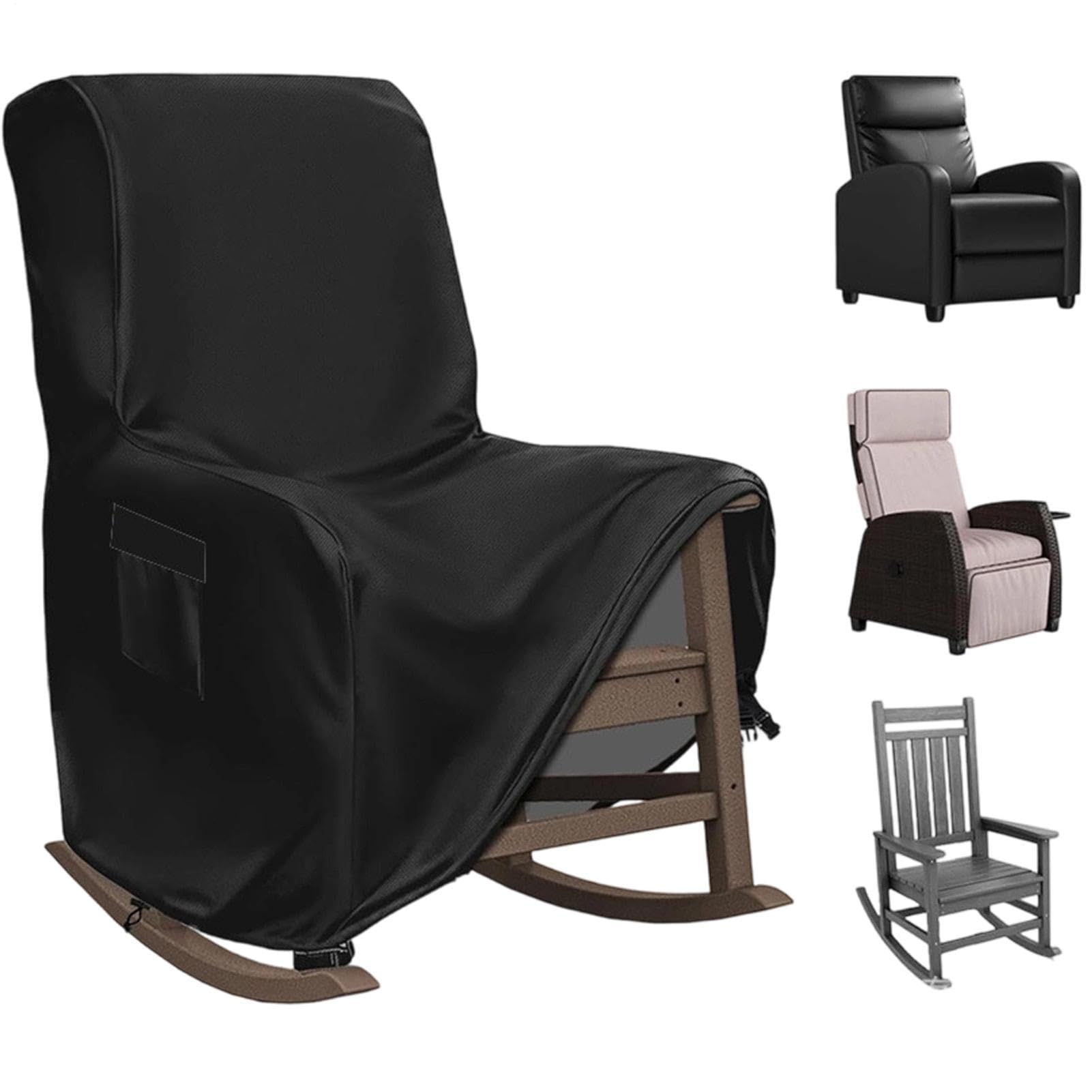 Rocking Chair Cover, Heavy Duty Outdoor Recliner Protector, Waterproof Weather Resistant Furniture Cover, Durable Patio Chair Shield, Garden Porch Balcony And Camping Use Protection Solution