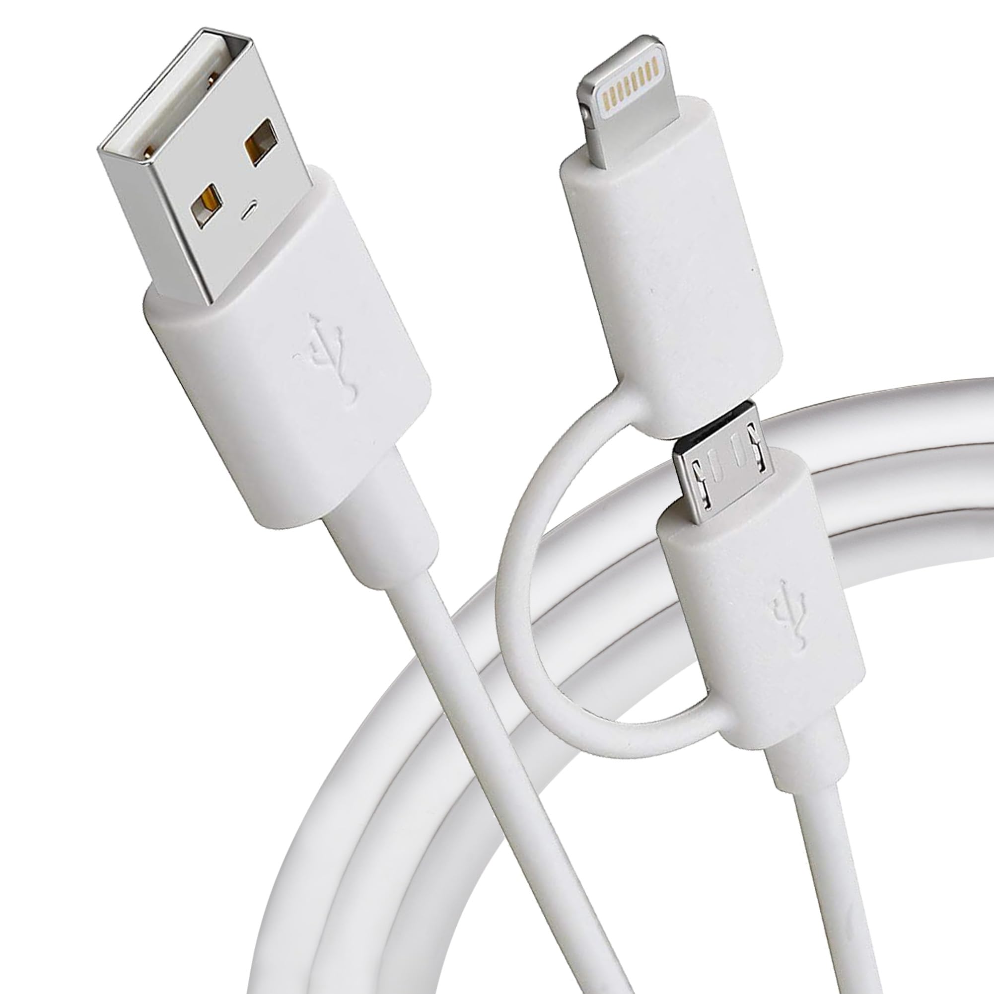 Maplin USB-A to 2 in 1 Multi Charging Cable Lightning & Micro USB-B, 1m, for iPhones 14, 13, 12, 11, iPad Air/Mini, iPad, Android phones inc Samsung S7/S6/S5, Sony, Huawei, PS4, HTC, Kindle, Camera