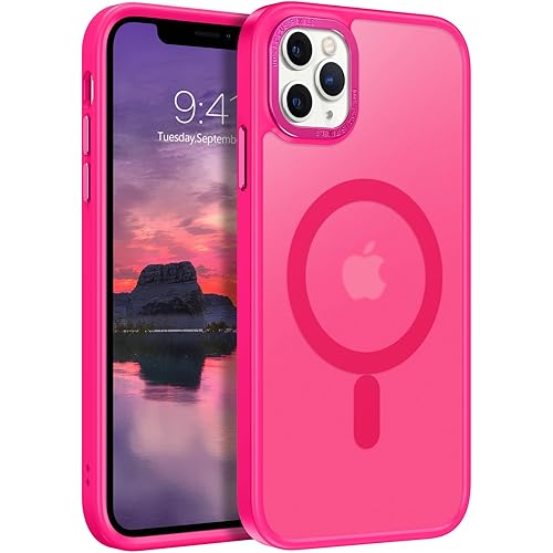 BENTOBEN for iPhone 11 Pro Max Magnetic Case, iPhone 11 Pro Max Phone Case[Compatible with MagSafe] Translucent Matte Shockproof Women Men Protective Case Cover for iPhone 11 Pro Max 6.5",Hot Pink