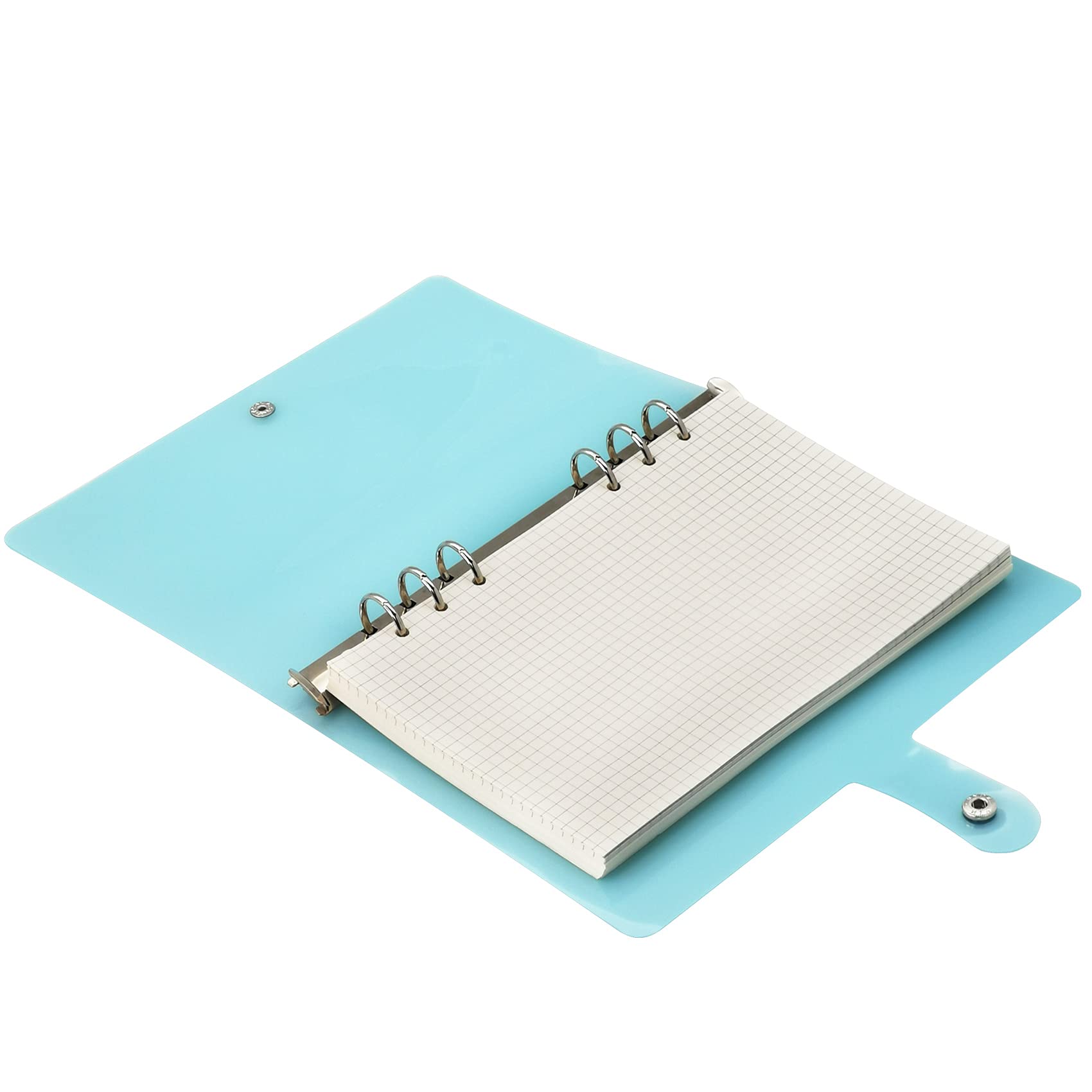 A6 A5 6-Holes Colorful PVC Cover Round Ring View Binder with Snap Button Closure File Folder for Loose Leaf Sheet Protectors Notebook Refill (Blue Radiance, A5 Mini Set) 2