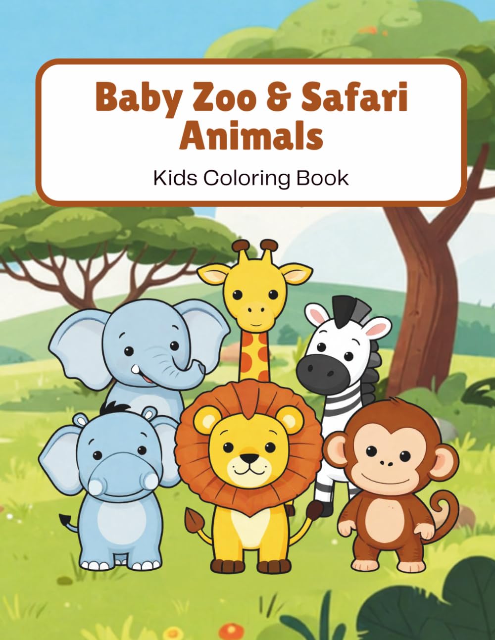 Cute Baby Animals Coloring Book for Kids Ages 2-5: 48 Cute & Easy Baby Zoo Animals with Bold Simple Designs | Fun Kawaii Coloring Pages for Toddlers, Preschoolers & Kindergarten