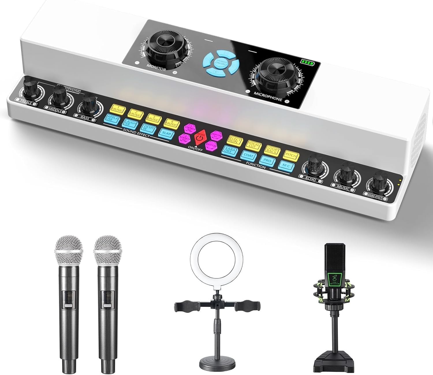 NALACAL All-in-One Podcast Equipment Bundle, Live Sound Card Audio Mixer with Wired & Wireless Mics – Ideal for Live Streaming, Gaming, Music Recording, DJ, Chatting, Karaoke, YouTube, and TikTok