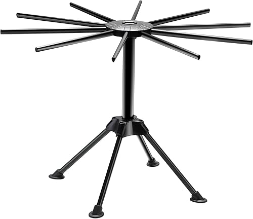 Ourokhome Estante de secado de pasta plegable, soporte de plástico para secadora de fideos con 10 asas de barra para espaguetis frescos caseros,