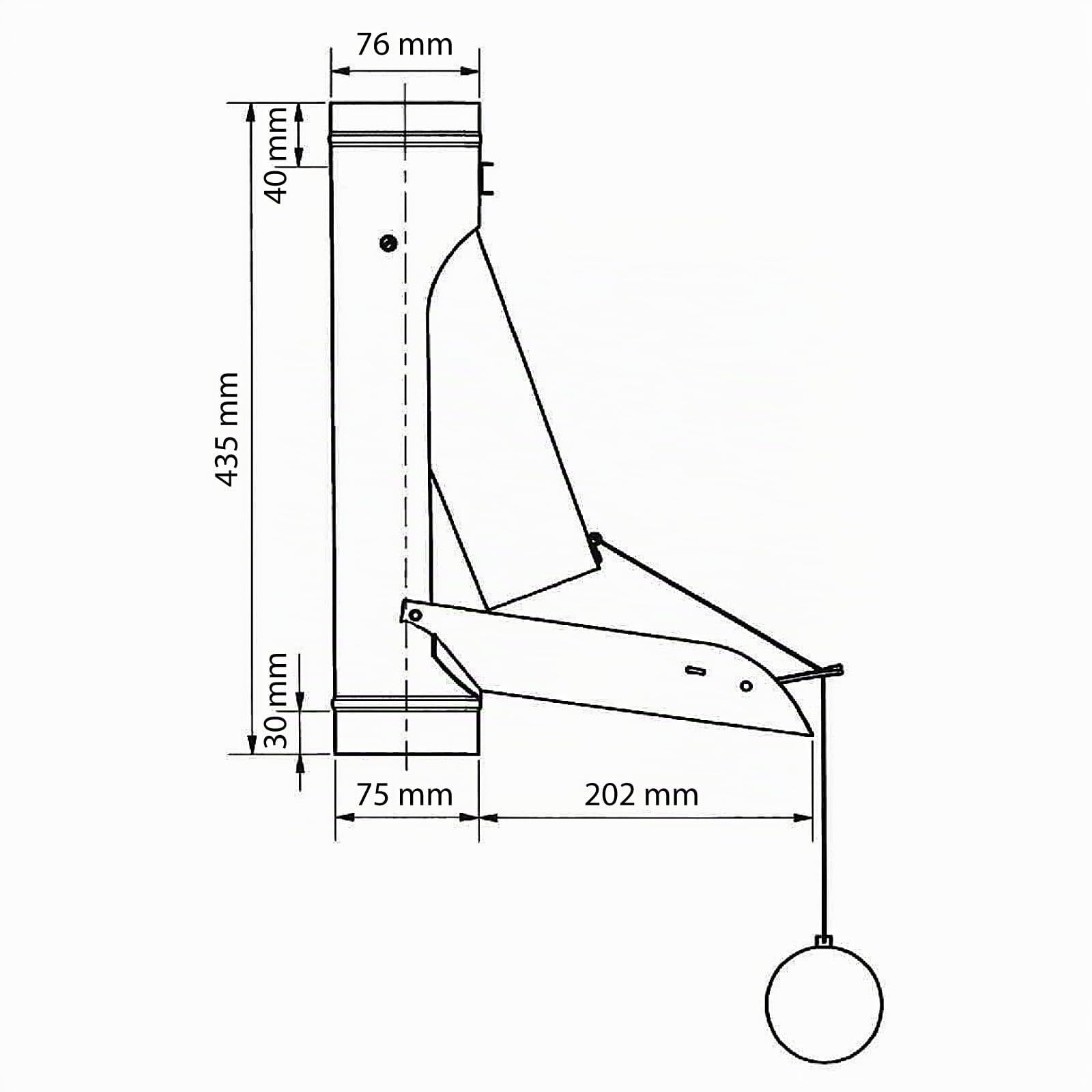 Regenwasserklappe Zink automatisch mit Schwimmer DN 76 inkl. Adapter Regenrohrklappe mit Kugel zum Befüllen von Regentonnen, Regenfässer und kleineren Regenwassertanks.