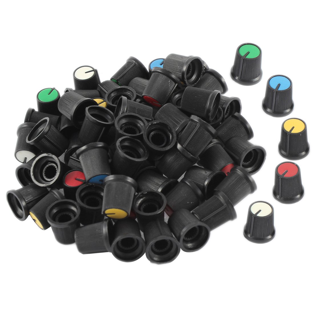 Uxcell 75Pcs Volume Control Rotary Knobs for 6 mm Knurled Shaft Potentiometer