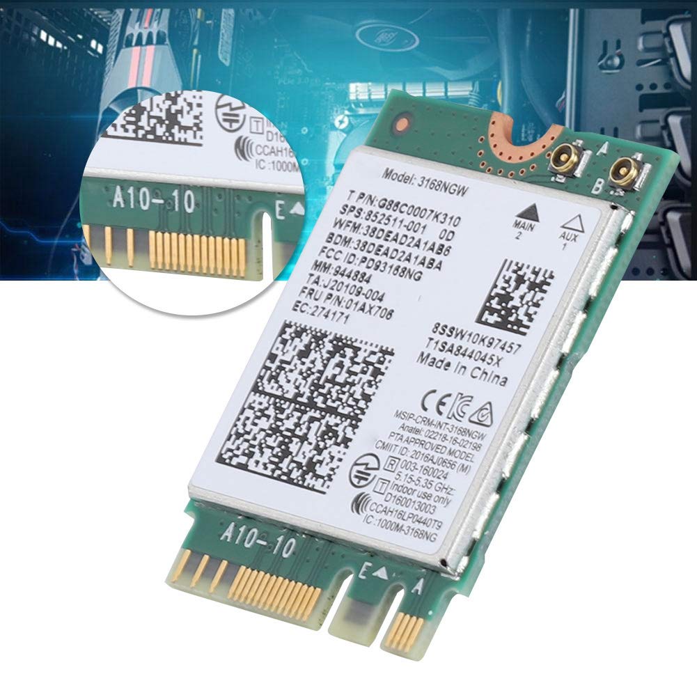 Scheda di Rete Wireless per Intel 3168NGW, Bluetooth 4.2 433 Mbps 2.4ghz / 5hz Dual Band NGFF M.2 Wireless WiFi Card per Linux, Windows 7/8.1/10