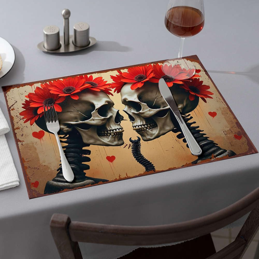Sets de table lavables lot de 6 têtes de mort pour éviter les taches
