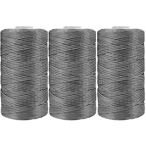 3 Rolls Macrame Cord 1.5mm, 100g/Skein Single Strand Ice Hemp Thread Solid Color Macrame Rope Macrame Yarn for Knitting Crocheting Summer Sun Hat, Shoe, Bag, Doll, Coaster, Cup Cover