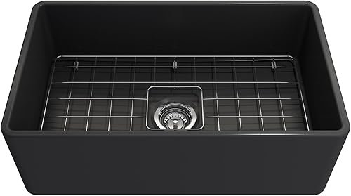 Miniatura 376 de BOCCHI Classico Farmhouse Delantal de arcilla refractaria delantera de 20 pulgadas. Fregadero de cocina de un solo tazón con rejilla inferior Café