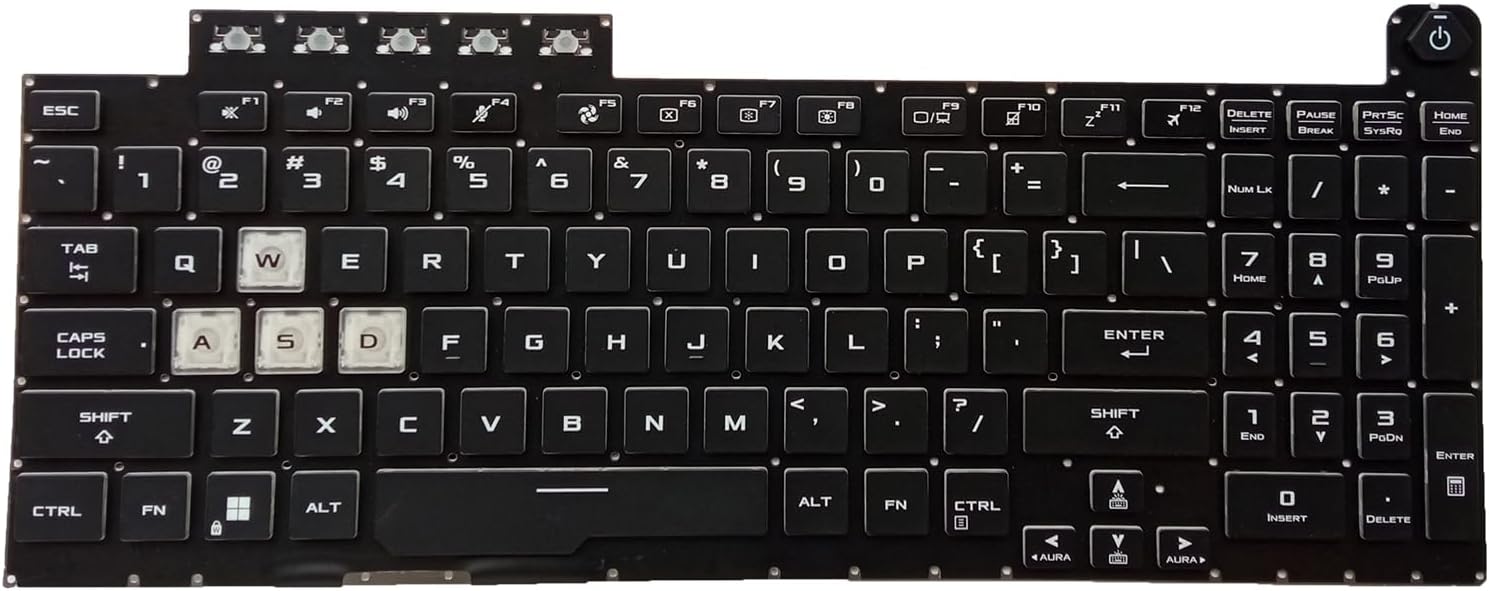 Laptop Replacement US Layout Keyboard for ASUS TUF Gaming F15 FX506 FA506 FA506Q FX506L FA506U Without Frame,No TrackPoint,Backlit Black