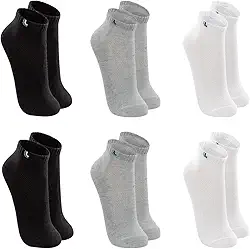 Kit 6 Pares de Meia Cano Curto Esportiva Algodão Cotton Microfuros Respiráveis Punho Elástico Unissex, 2 Branco - 2 Cinza - 2 Preto, 41-44