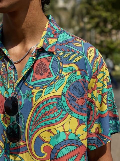Image of The Souled Store Official Marvel: Funk Men and Boys Regular fit Graphic Half Sleeve Rayon Multicolored Summer Shirts Shirt For Men Casual Half Sleeves Regular Fit Printed Stylish Cotton Party W
