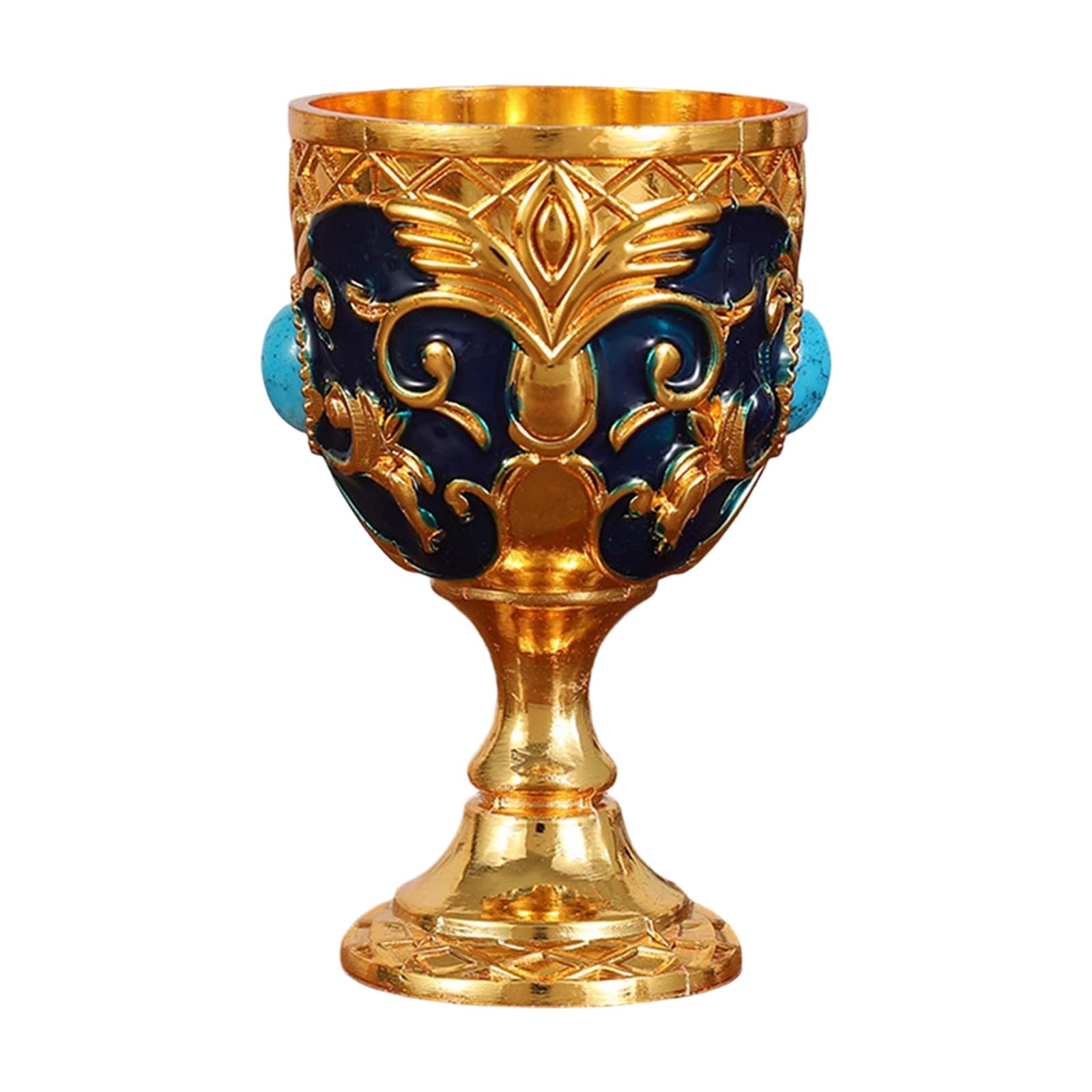 Qisuw Antique Finish Metal Small Chalice Butterfly Engraved Cup for Cocktails and Home Use Metal Chalice Goblet