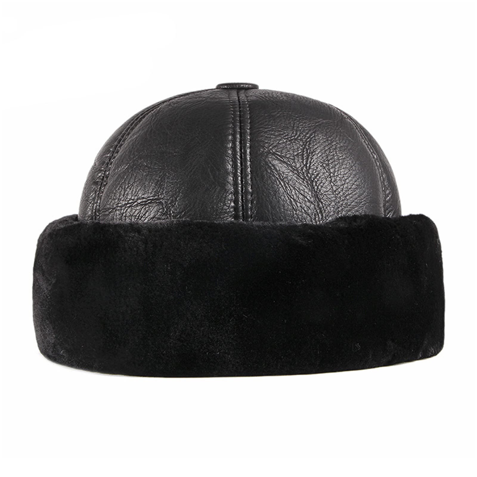 Cappuccio Termico Uomo, Cappello in Vera Pelle di Pecora, Teschio in Pelle Invernale, Interno in Pelliccia Artificiale