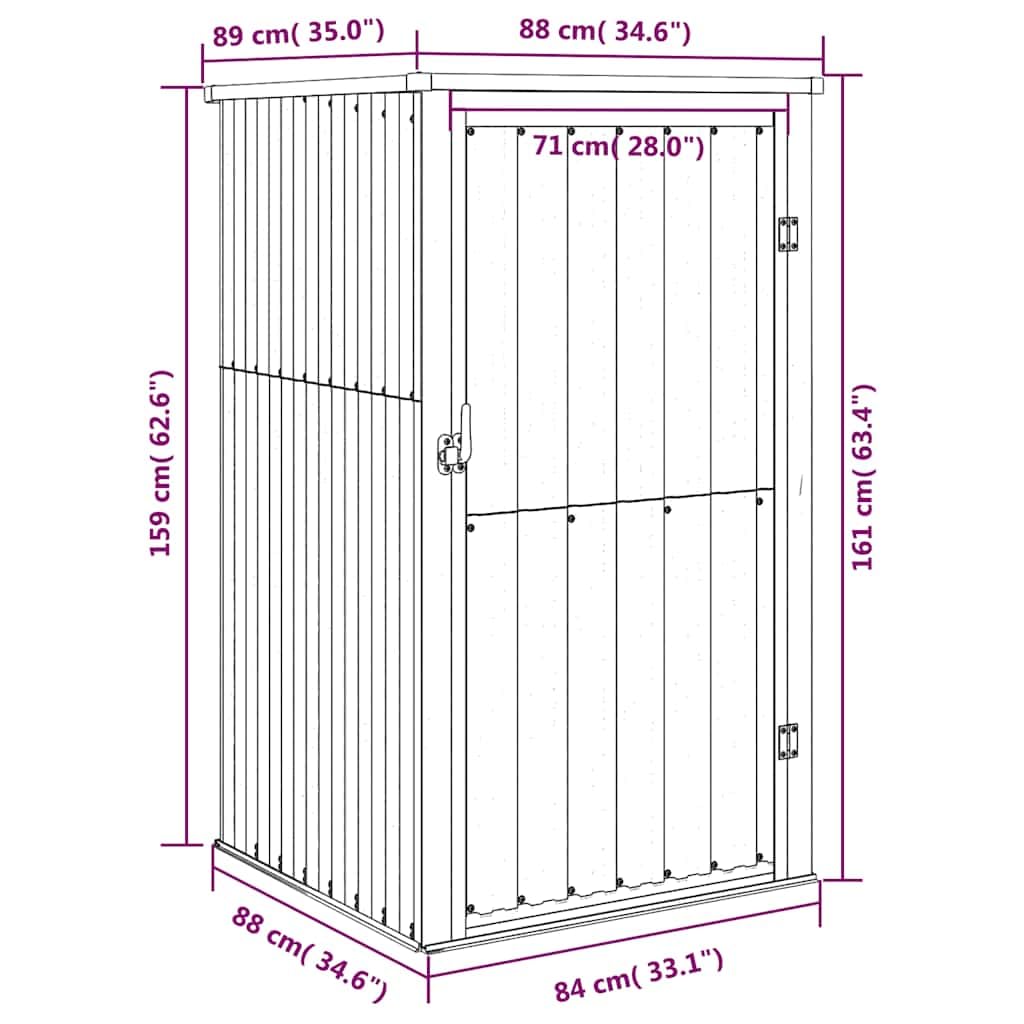 ACAGALA Metall Gerätehaus Geräteschuppen Gartenhaus 88 x 89 x 161 cm, Gartenschrank Wetterfester Metallschuppen für Gartenwerkzeug & Fahrräder - Verzinkter Stahl, Braun