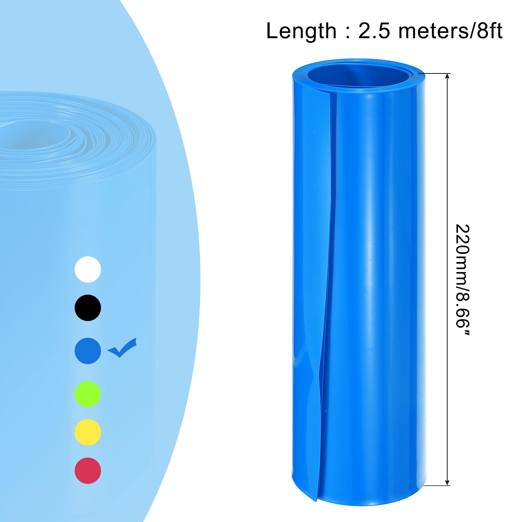 QUARKZMAN Batteria Rivestimento PVC Tubo Termorestringente 140mm Diametro 220mm Larghezza 8 Piedi Blu Buona Isolamento Per Batteria-2.5m