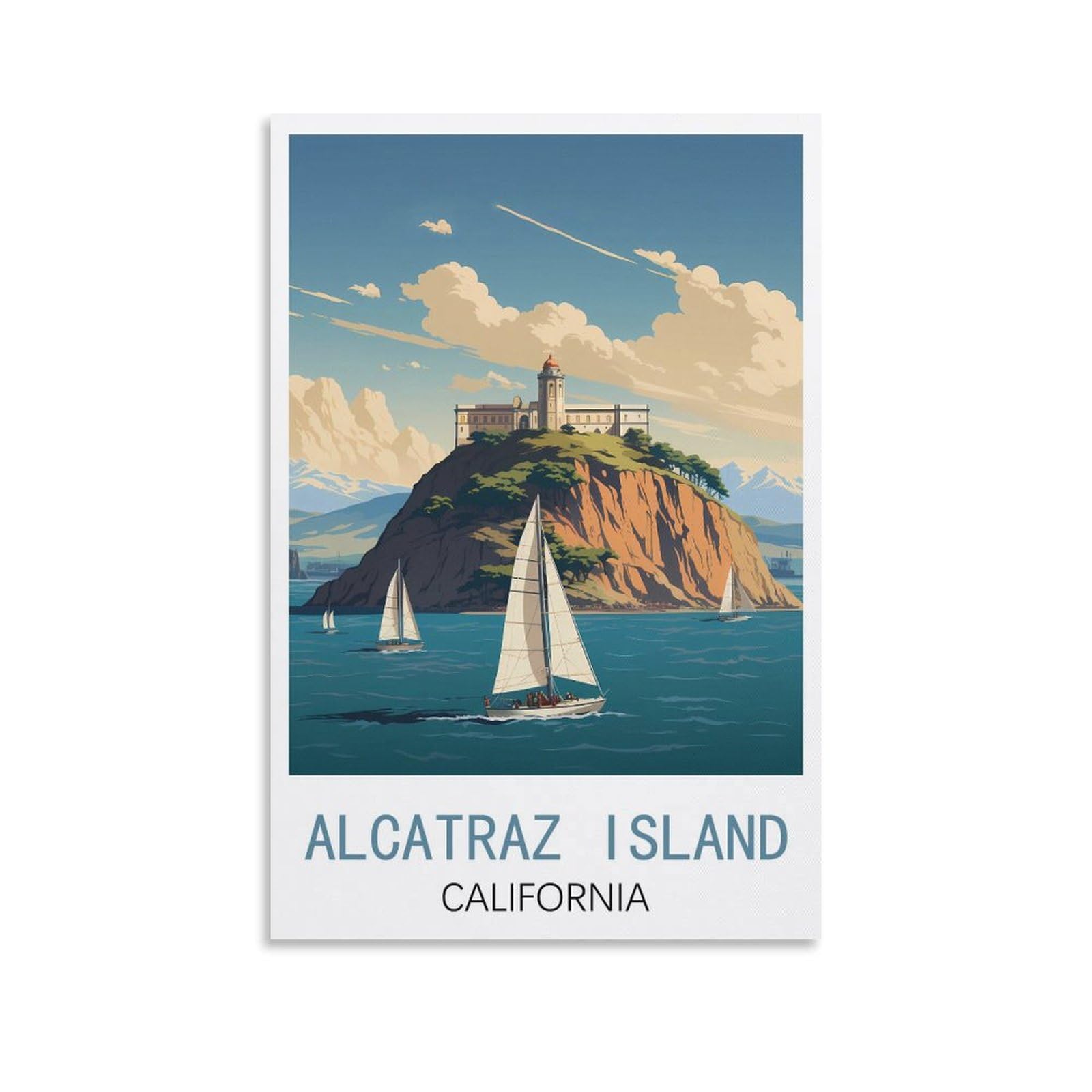 EZMLFA 5D Diamond Painting Kits,Alcatraz Island California Diamond Art Kits Adults, Create Your Own Diamond Painting Full Drill Gifts for Home Decor 50x60cm