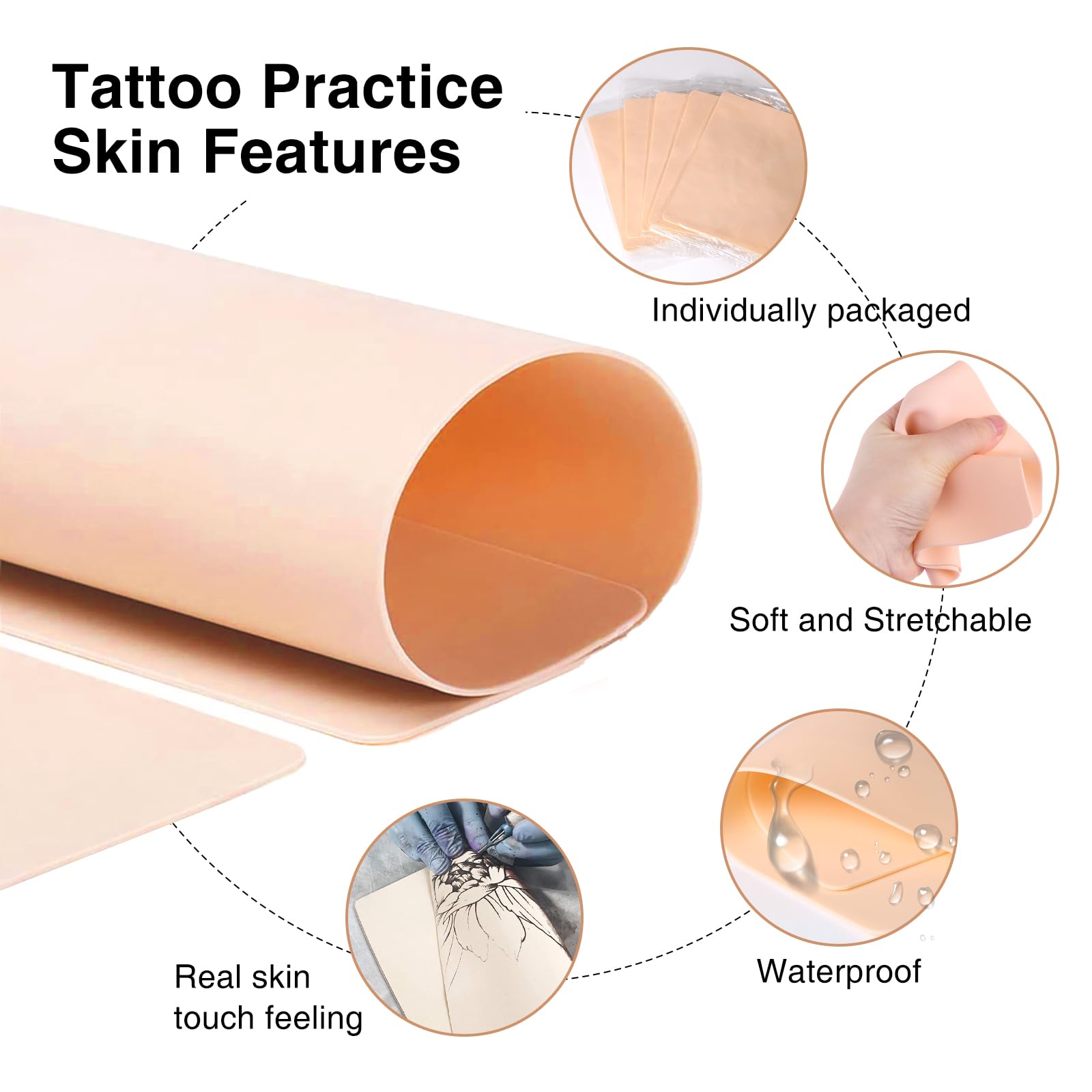 30pcs Tattoo Skin with Stencil Paper - LEAYOKA Including 10PCS Fake Skin and 20PCS Tattoo Stencil Paper for Supplies - Image 3
